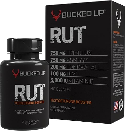 Bucked Up RUT - Testo Booster - Best All-Natural Test Formula for Men - Energy, Endurance, Strength, and Stamina Booster - Muscle Composition Aid - Male Supplements (90 Capsules/Pills)